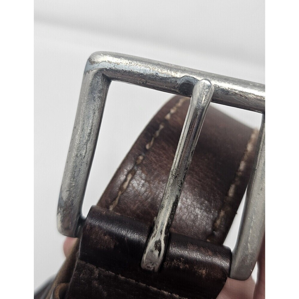 American Eagle Brown Leather Mens Belt Eagle Size 32 Y2k Classic Stitched - Picture 2 of 14